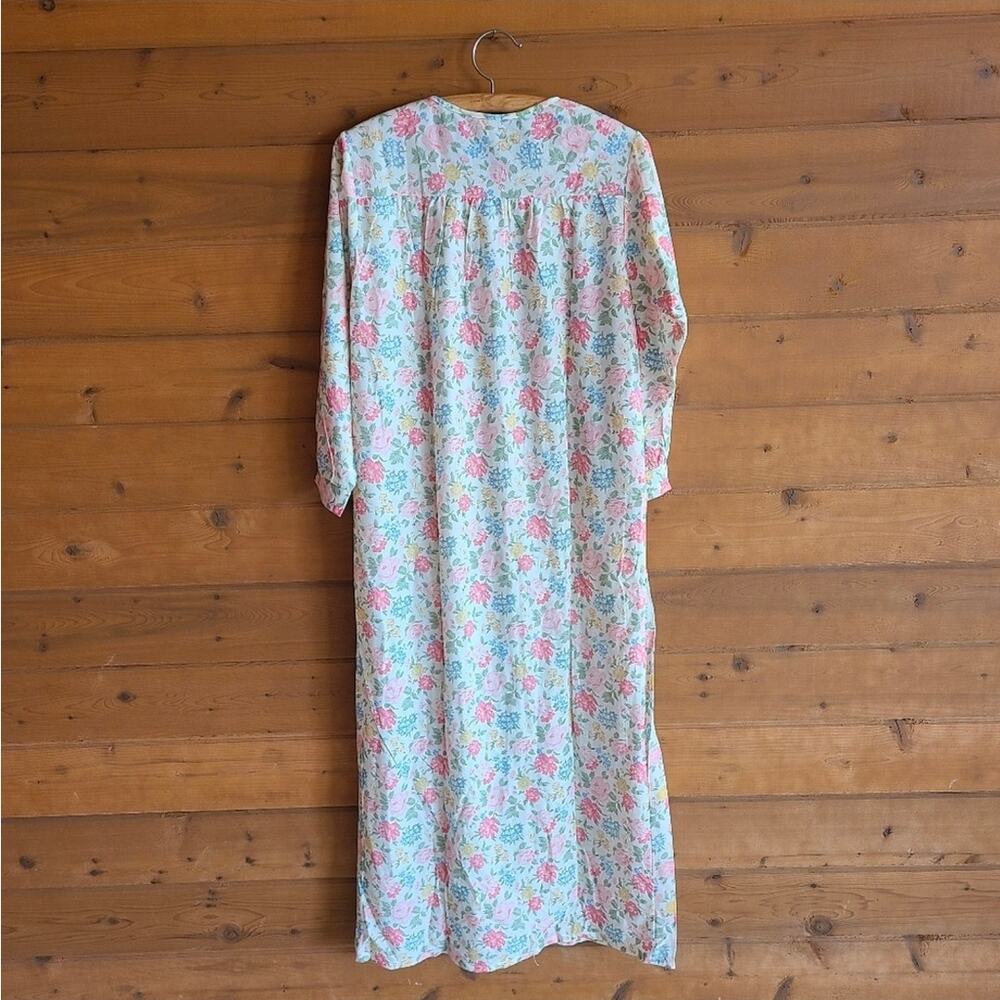 Vintage Gown Robe Sleep Pajama Set 60's Katz Floral Prairie Cottagecore Nightie - Picture 6 of 9
